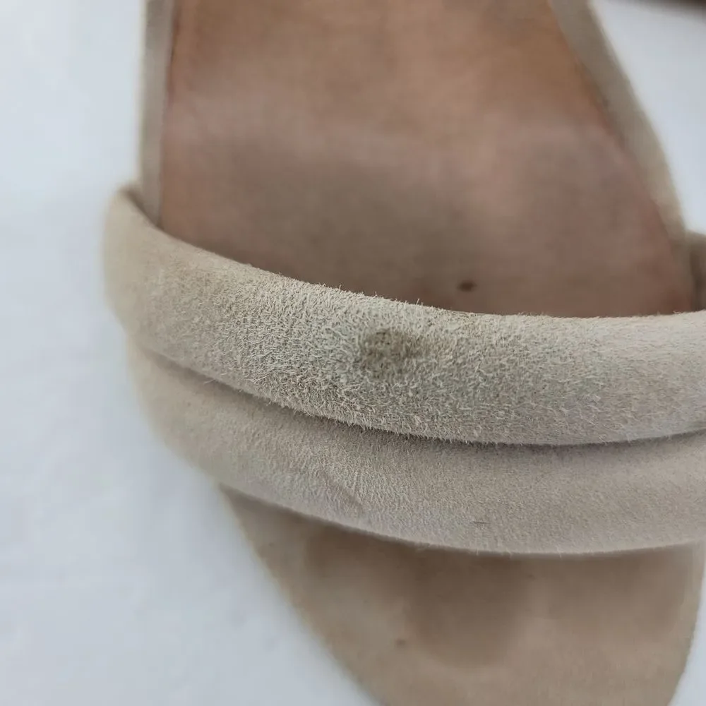 Madewell Rosalie tan suede heels